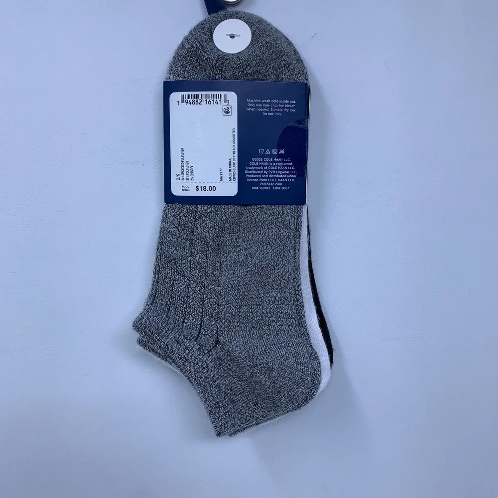 Cole Haan Womens 4-12 Black Assorted Extra Soft No Show Socks 3 Pairs MW2377